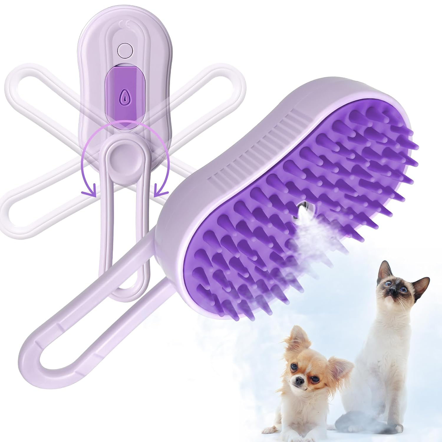 Brosse à vapeur pour chat et chien, 3 en 1